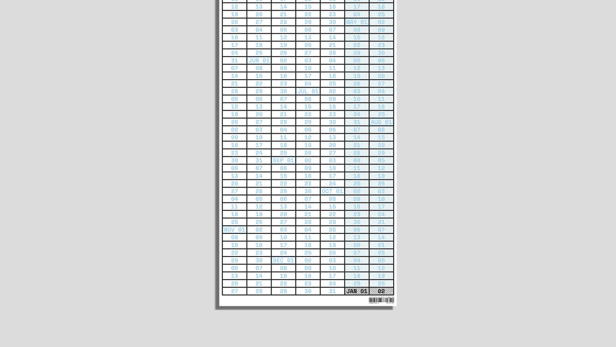 Annual Week View Calendar